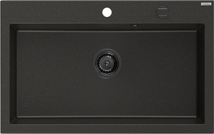 Mexen Elix chiuvetă din granit cu 1 compartiment 800 x 500 mm, negru/auriu metalic, sifon negru - 6527801005-75-B