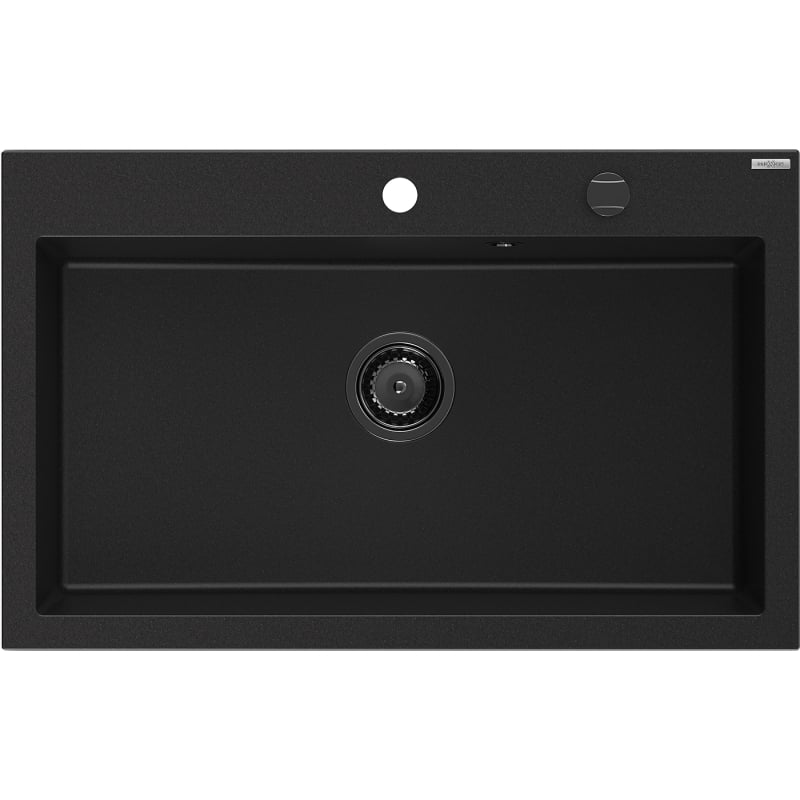 Mexen Elix chiuvetă din granit cu 1 compartiment 800 x 500 mm, negru, sifon auriu - 6527801005-77-B