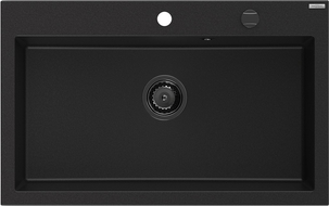 Mexen Elix 1-medencés gránit mosogató 800 x 500 mm, fekete, arany szifonnal - 6527801005-77-B