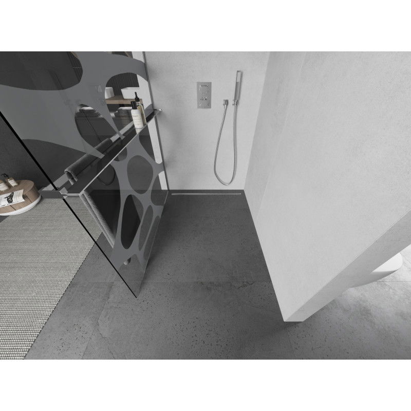 Mexen Kioto+ Zuhanyfal polccal Walk-in 70 x 200 cm, fehér hullám, króm - 800-070-121-01-97