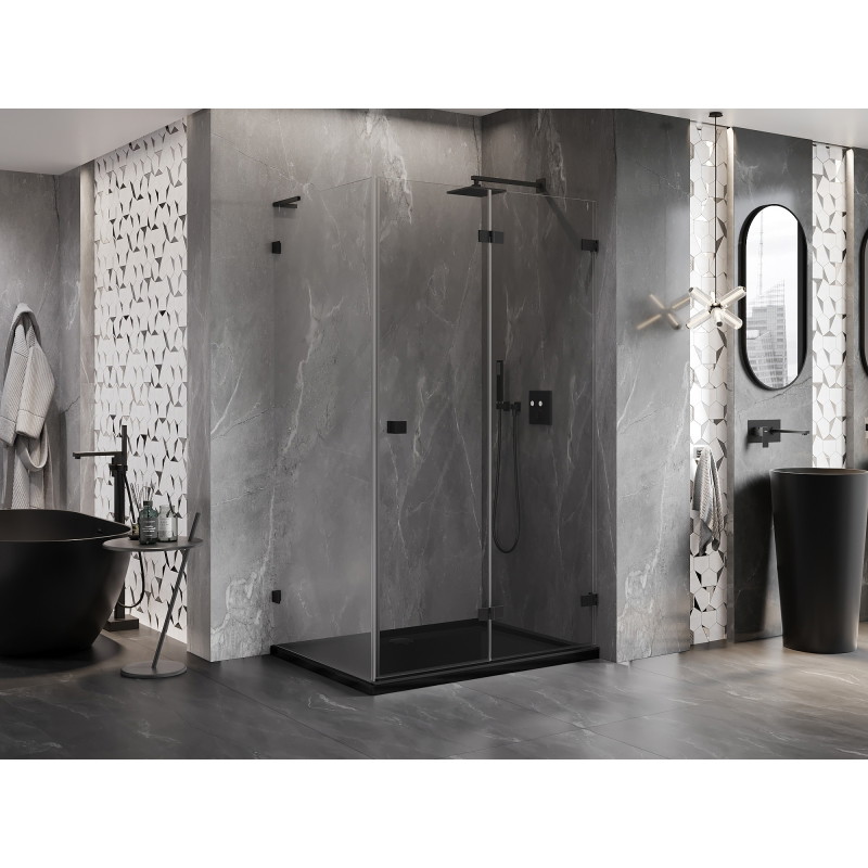 Mexen Lunar-F L cabina de duș pliabilă dreapta 95 x 90 cm, transparentă, neagră - 836L-095-090-70-00-P