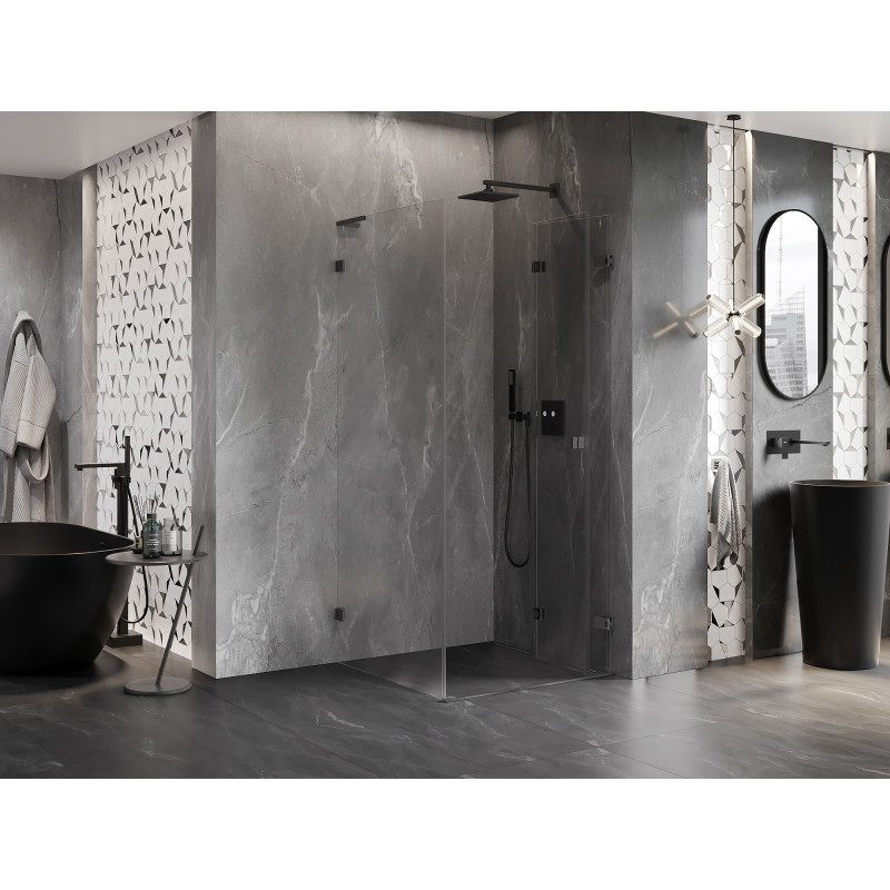 Mexen Lunar-F L behajtható zuhanykabin jobb 90 x 90 cm, átlátszó, gun metal - 836L-090-090-95-00-P