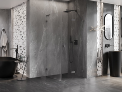 Mexen Lunar-F L cabină de duș pliabilă dreapta 90 x 90 cm, transparentă, gun metal - 836L-090-090-95-00-P