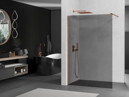 Mexen Kioto walk-in zuhanyfal 140 x 200 cm, grafit 8 mm, rózsaarany - 800-140-101-60-40