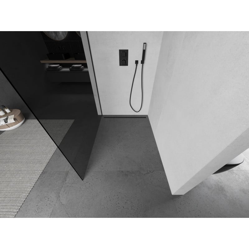 Mexen Kioto perete de duș Walk-in 130 x 200 cm, grafit 8 mm, negru - 800-130-101-70-40