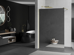 Mexen Kioto perete de duș Walk-in 130 x 200 cm, oglindă 8 mm, auriu - 800-130-101-50-50