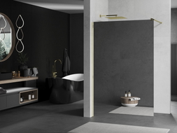 Mexen Kioto Walk-in zuhanyfal 130 x 200 cm, tükör 8 mm, arany - 800-130-101-50-50
