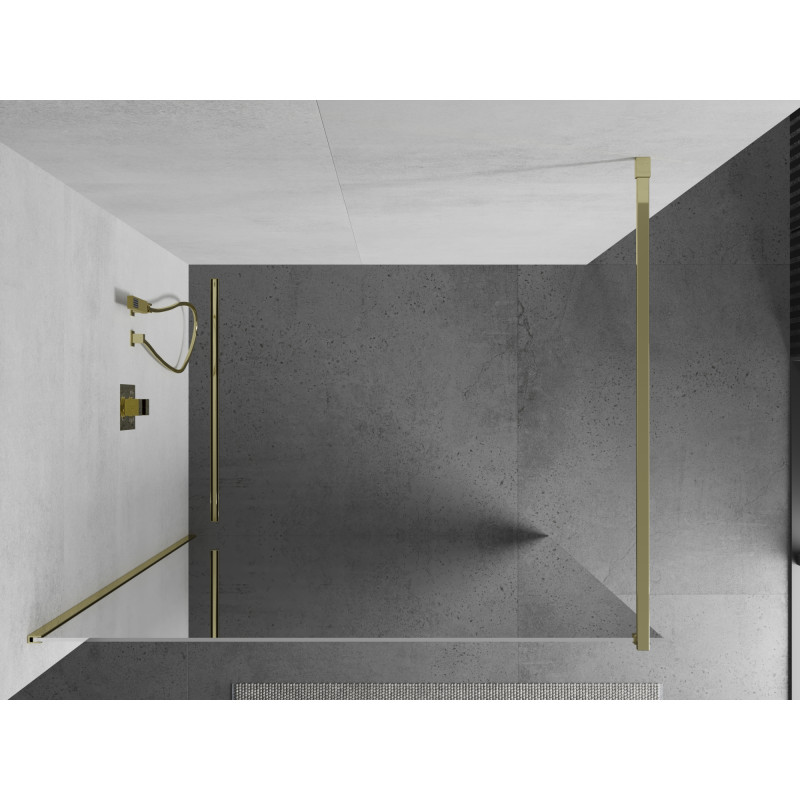 Mexen Kioto panou de duș Walk-in 140 x 200 cm, oglindă 8 mm, auriu - 800-140-101-50-50