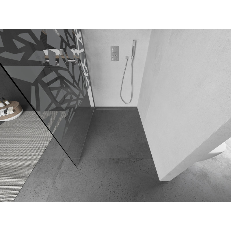 Mexen Kioto Walk-in zuhanyfal 90 x 200 cm, fehér minta 8 mm, króm - 800-090-101-01-85