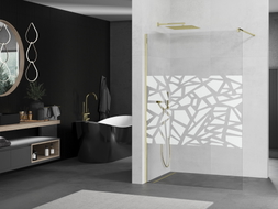 Mexen Kioto Walk-in zuhanyfal 70 x 200 cm, fehér minta 8 mm, arany - 800-070-101-50-85