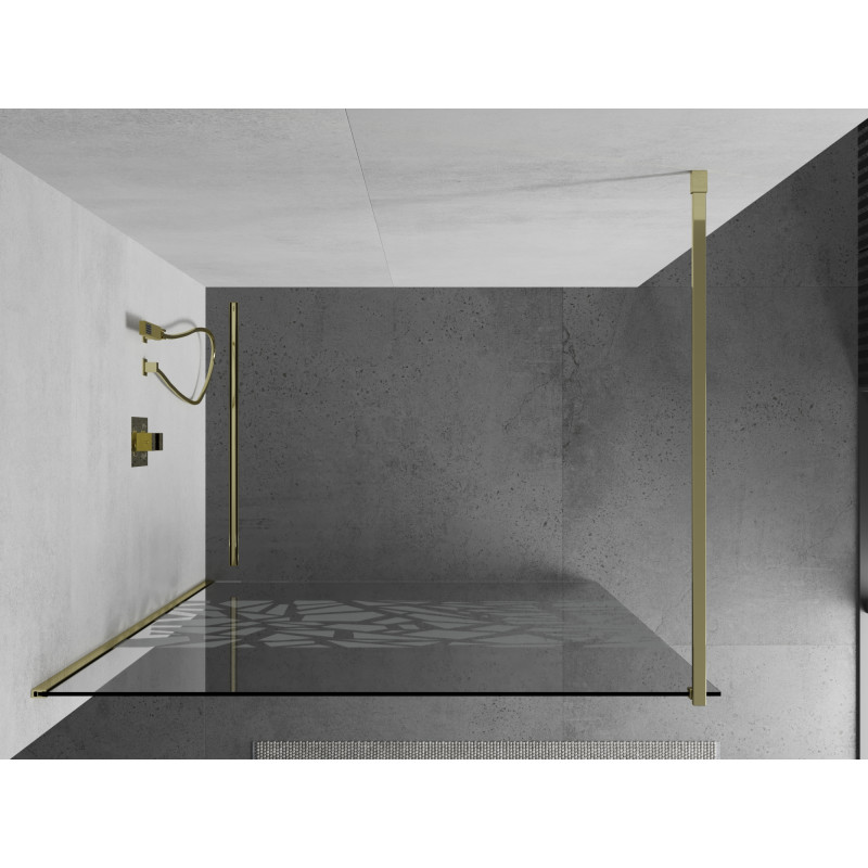 Mexen Kioto Walk-in zuhanyfal 90 x 200 cm, fehér minta 8 mm, arany - 800-090-101-50-85