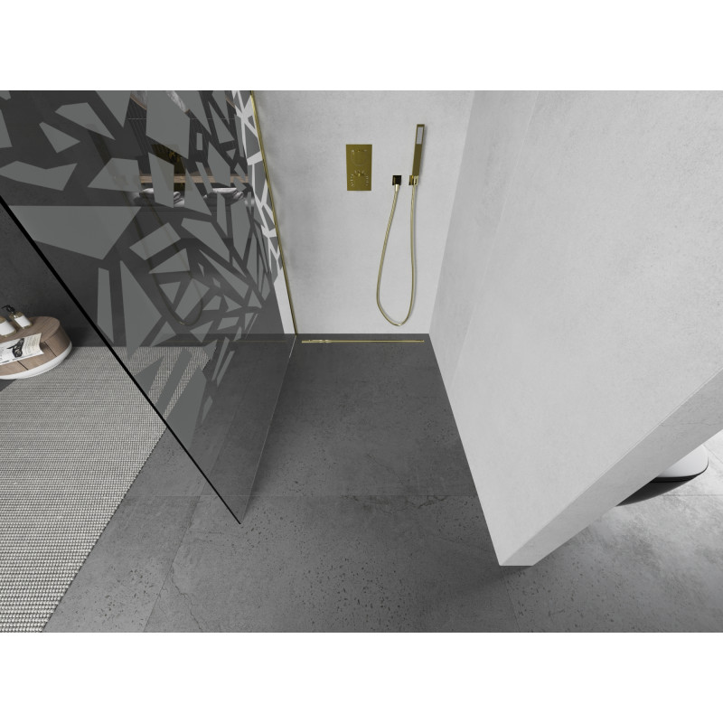 Mexen Kioto panou de duș Walk-in 90 x 200 cm, model alb 8 mm, auriu - 800-090-101-50-85