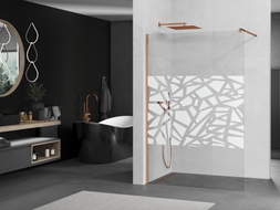 Mexen Kioto Walk-in zuhanyfal 120 x 200 cm, fehér minta 8 mm, rózsaarany - 800-120-101-60-85
