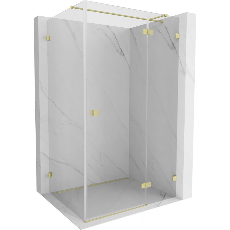 Mexen Lunar T cabină de duș cu deschidere dreaptă 110 x 100 cm, transparentă, auriu periat - 834T-110-100-55-00-P