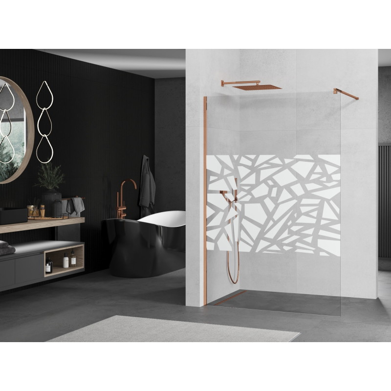 Mexen Kioto perete de duș Walk-in 130 x 200 cm, model alb 8 mm, aur roz - 800-130-101-60-85