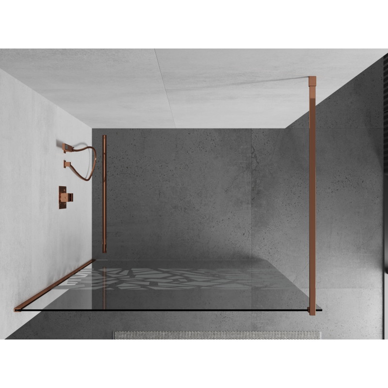 Mexen Kioto perete de duș Walk-in 130 x 200 cm, model alb 8 mm, aur roz - 800-130-101-60-85