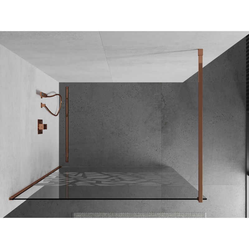 Mexen Kioto perete de duș Walk-in 140 x 200 cm, model alb 8 mm, aur roz - 800-140-101-60-85