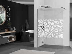 Mexen Kioto Walk-in zuhanyfal 80 x 200 cm, fehér minta 8 mm, fekete - 800-080-101-70-85