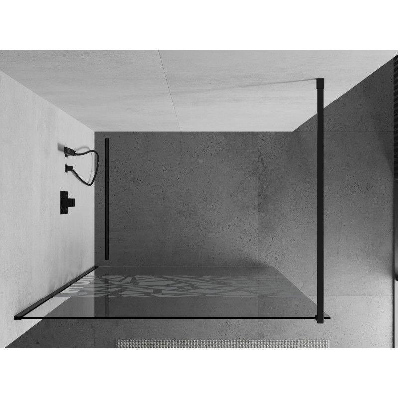 Mexen Kioto perete de duș Walk-in 90 x 200 cm, model alb 8 mm, negru - 800-090-101-70-85