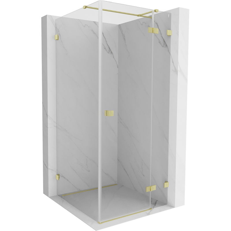 Cabină de duș Mexen Lunar T cu deschidere dreaptă 110 x 110 cm, transparentă, aurie periată - 834T-110-110-55-00-P