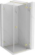 Cabină de duș Mexen Lunar T cu deschidere dreaptă 110 x 110 cm, transparentă, aurie periată - 834T-110-110-55-00-P