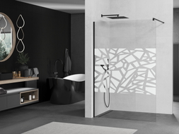 Mexen Kioto 140 x 200-as Walk-in zuhanyfal, fehér minta 8 mm, fekete - 800-140-101-70-85