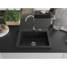 Mexen Elix chiuvetă de granit 1-cameră 600 x 500 mm, neagră, sifon crom - 6525601005-77