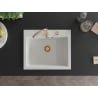 Mexen Elix chiuvetă din granit cu 1 compartiment 600 x 500 mm, albă, sifon auriu - 6525601005-20-G