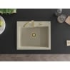 Mexen Elix chiuvetă din granit cu 1 compartiment 600 x 500 mm, bej, sifon auriu - 6525601005-69-G