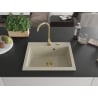 Mexen Elix egymedencés gránit mosogató 600 x 500 mm, bézs, arany szifon - 6525601005-69-G