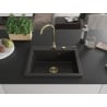 Mexen Elix egykamrás gránit mosogató 600 x 500 mm, fekete/arany metál, arany szifon - 6525601005-75-G