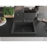 Mexen Elix chiuvetă de granit cu o singură cuvă 600 x 500 mm, negru cu pete, sifon negru - 6525601005-76-B