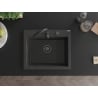 Mexen Elix chiuvetă de granit cu o singură cuvă 600 x 500 mm, negru cu pete, sifon negru - 6525601005-76-B