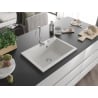 Mexen Elix chiuvetă de bucătărie din granit cu 1 cuvă 700 x 500 mm, alb, sifon crom - 6526701005-20