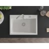 Mexen Elix chiuvetă de bucătărie din granit cu 1 cuvă 700 x 500 mm, alb, sifon crom - 6526701005-20