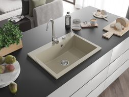 Mexen Elix chiuvetă granit 1-cameră 700 x 500 mm, bej, sifon crom - 6526701005-69