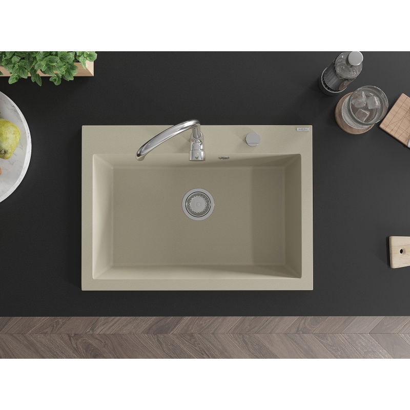 Mexen Elix chiuvetă granit 1-cameră 700 x 500 mm, bej, sifon crom - 6526701005-69