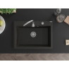 Mexen Elix gránit mosogató 1-medencés 700 x 500 mm, fekete/arany metál, krómozott szifon - 6526701005-75