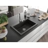 Mexen Elix egykamrás gránit mosogató 700 x 500 mm, fekete/arany metál, krómozott szifon - 6526701005-75