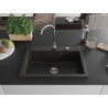 Mexen Elix gránit mosogató 1-medencés 700 x 500 mm, fekete/arany metál, krómozott szifon - 6526701005-75