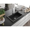 Mexen Elix chiuvetă bucătărie granit 1-cameră 700 x 500 mm, negru, sifon crom - 6526701005-77