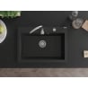 Mexen Elix chiuvetă bucătărie granit 1-cameră 700 x 500 mm, negru, sifon crom - 6526701005-77
