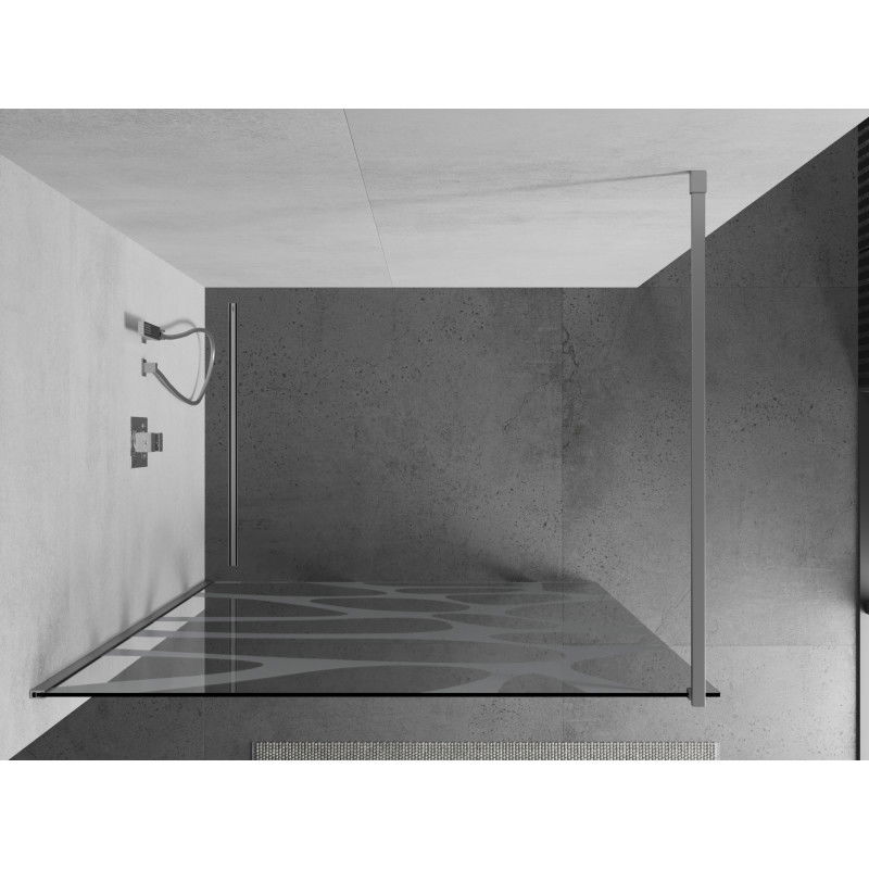 Mexen Kioto zuhanyfal Walk-in 100 x 200 cm, fehér hullám 8 mm, króm - 800-100-101-01-97