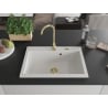 Mexen Elix gránit mosogató 1 medencés 700 x 500 mm, fehér, arany szifon - 6526701005-20-G