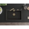 Mexen Elix gránit mosogató 1-medencés 700 x 500 mm, fekete/arany metál, arany szifon - 6526701005-75-G