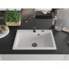 Mexen Elix chiuvetă de bucătărie din granit cu 1 compartiment 700 x 500 mm, alb, sifon negru - 6526701005-20-B