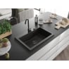 Mexen Elix chiuvetă de bucătărie din granit cu 1 compartiment 700 x 500 mm, negru/auriu metalizat, sifon negru - 6526701005-75-B