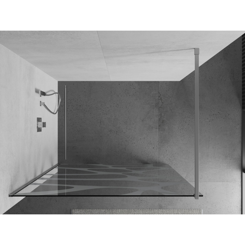 Mexen Kioto Walk-in zuhanyfal 130 x 200 cm, fehér hullám 8 mm, króm - 800-130-101-01-97