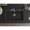 Mexen Elix chiuvetă de granit, cu o cuvă, 800 x 500 mm, negru/auriu metalic, sifon cromat - 6527801005-75