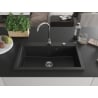 Mexen Elix 1 rekeszes gránit mosogató 800 x 500 mm, fekete/ezüst metál, krómozott szifon - 6527801005-73